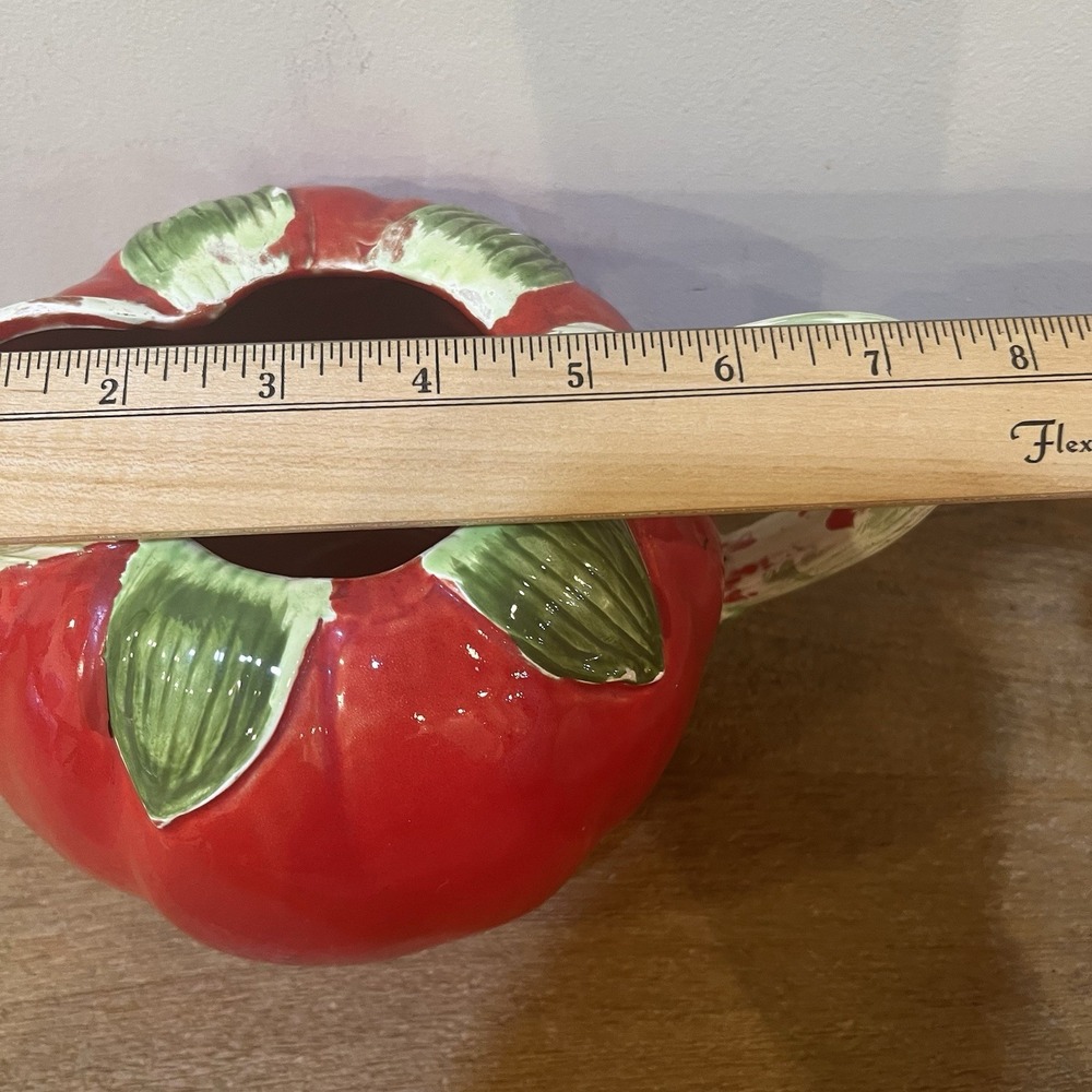 VTG Ceramic Tomato Pitcher Monte Verde Mann 1982 Handpainted Red Kitchen Decor - Picture 9 of 9